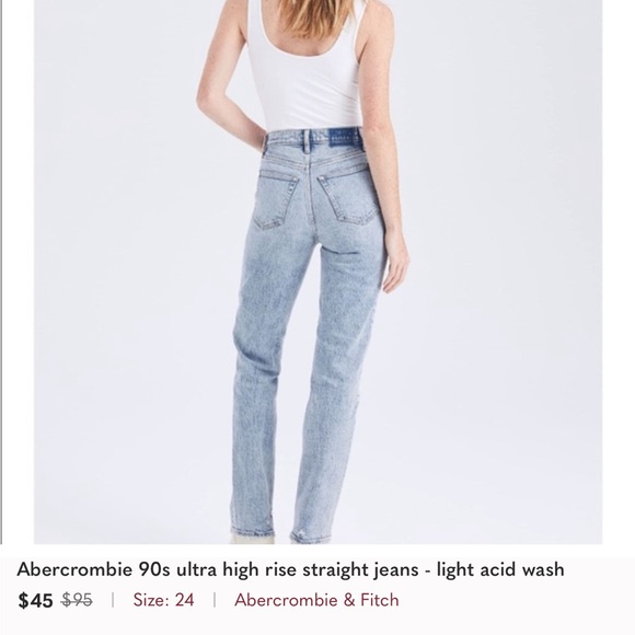 Abercrombie | 90s Ultra High Rise Straight Jeans in Acid Wash - Size 29 - Picture 3 of 5